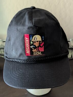 Vintage McCarthy SDL Construction Worker Hammer logo Snapback